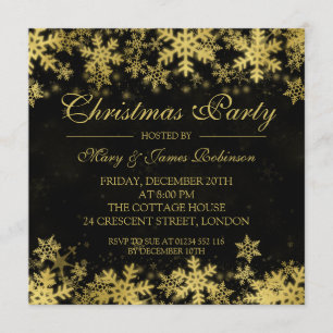 Elegante WeihnachtsParty-Goldwinter-Schneeflocken Einladung