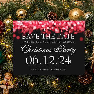 Elegante WeihnachtsParty-Save the Date rote Ankündigungspostkarte