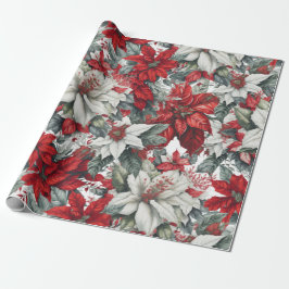 Elegante Weihnachtspoinsettien Geschenkpapier