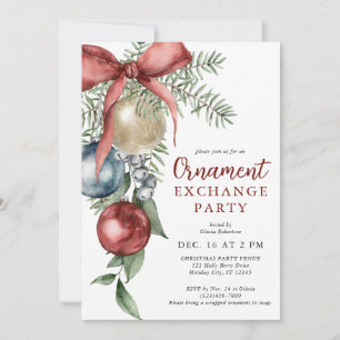 Elegante Weihnachtsschmuck-Tauschparty Einladung