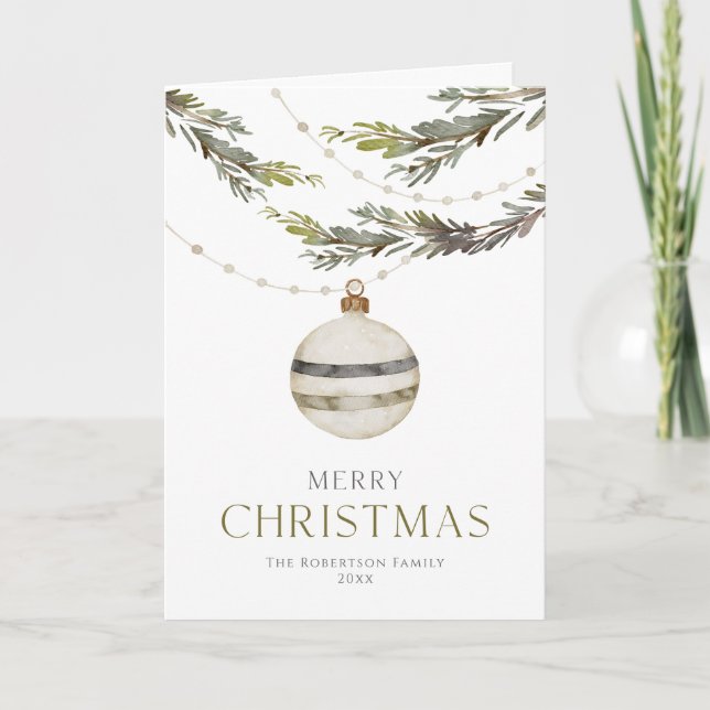 Elegante Weihnachtsschmuckkarte Feiertagskarte (Vorderseite)