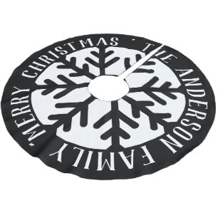 Elegante Weihnachtsschneeflocke Moderne Schwarz un Polyester Weihnachtsbaumdecke