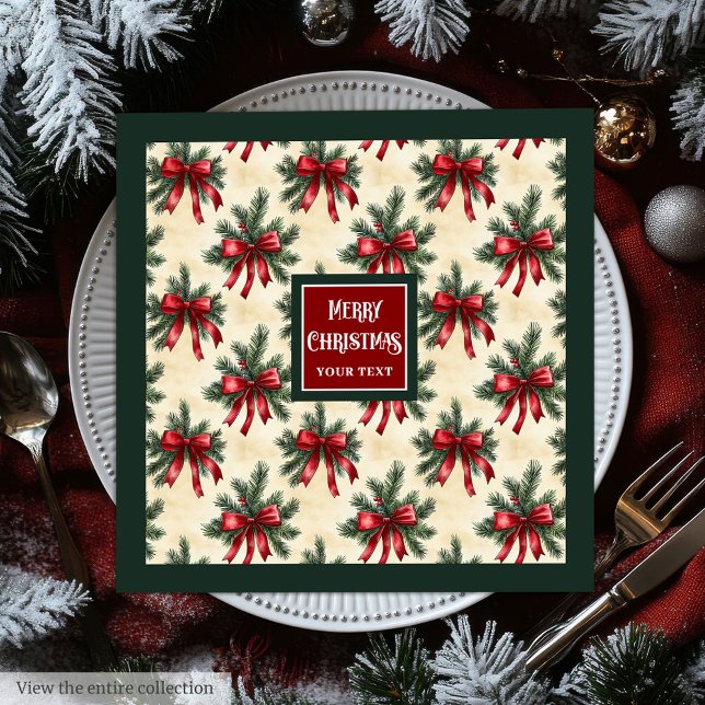 Elegante Weihnachtsservietten Serviette (Elegant watercolor Christmas monogram napkins)