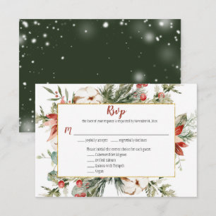 Elegante Weihnachtsstern Immergrün Weihnachts Gold RSVP Karte