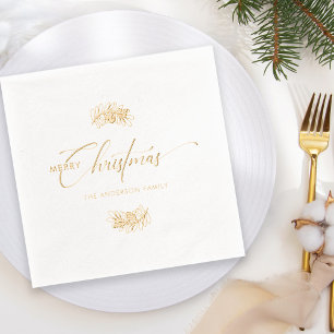 Elegante Weihnachtstypografie Foil Stamps Servietten Mit Folie