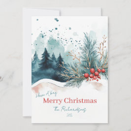 Elegante Weihnachtswald Weihnachtskarte Feiertagskarte