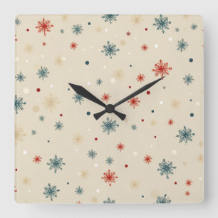 Elegante Weihnachtswanduhr – Festliche Winterzeit Quadratische Wanduhr