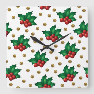 Elegante Weihnachtswanduhr – Festliche Winterzeit Quadratische Wanduhr