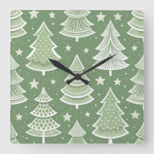 Elegante Weihnachtswanduhr – Festliche Winterzeit Quadratische Wanduhr