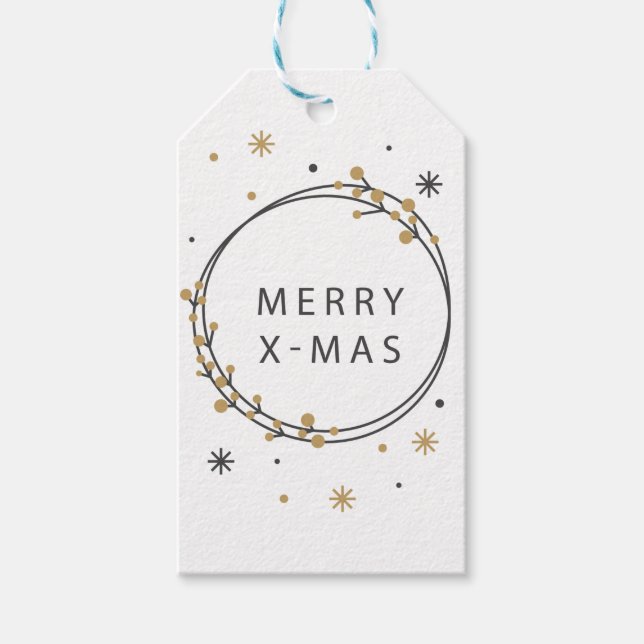 elegante Weihnachtszeit in Schwarz und Gold Geschenkanhänger (Vorderseite)