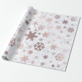 Elegante Weihnachtszeit-Rose Gold Schneeflocken & Geschenkpapier