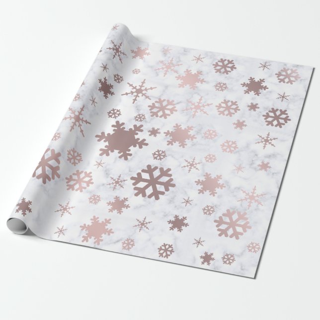 Elegante Weihnachtszeit-Rose Gold Schneeflocken &  Geschenkpapier (Ungerollt)