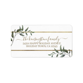 Elegante Weihnachtszweige Goldene Foil Holiday Adressaufkleber