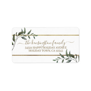 Elegante Weihnachtszweige Goldene Foil Holiday Adressaufkleber