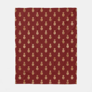 Elegante Weine und Gold Ananas Fleecedecke
