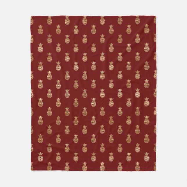 Elegante Weine und Gold Ananas Fleecedecke (Vorderseite)