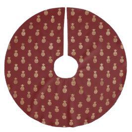 Elegante Weine und Gold Ananas Polyester Weihnachtsbaumdecke