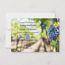 Elegante Weine und Weintrauben Hochzeitskarte Einladung