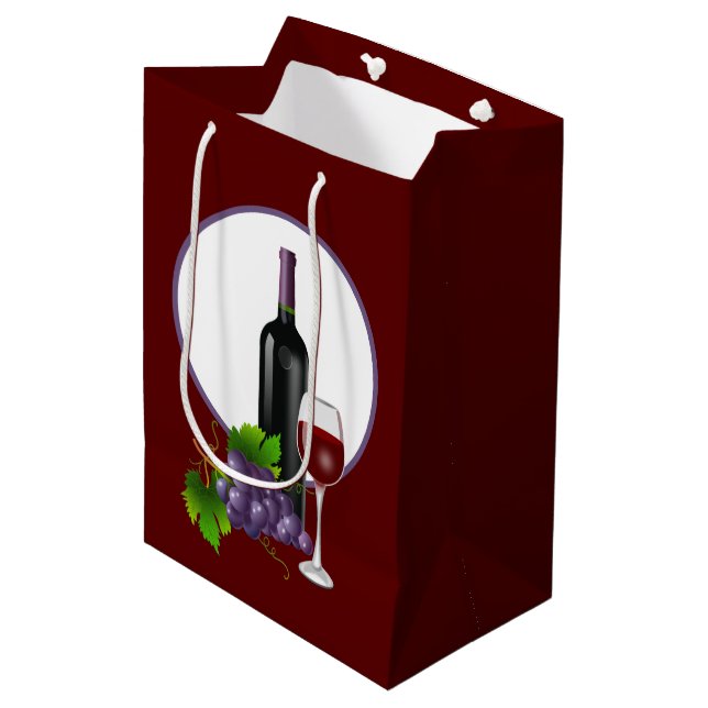 elegante Weinflasche Mittlere Geschenktüte (Vorderseite Schrägansicht)