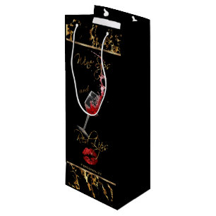 Elegante Weinkeller und Rote Lippen - Danke Geschenktüte Für Weinflaschen
