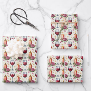 Elegante Weinkelzen im Fliesenmuster Geschenkpapier Set