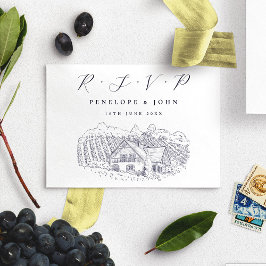Elegante Weinroute Hochzeit in Urlaubsort RSVP Karte