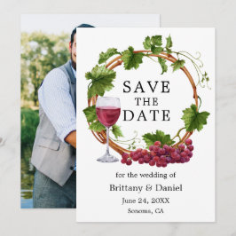Elegante Weintrauben Foto Watercolor Save The Date