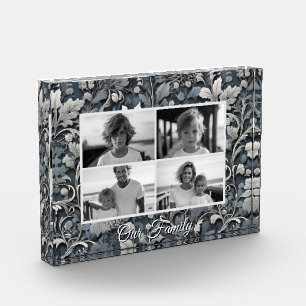 Elegante, weiß-graue Blumenfoto-Vorlage Fotoblock