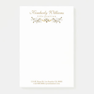 Elegante Weiß- und Goldblumen-Spitzen Post-it Klebezettel