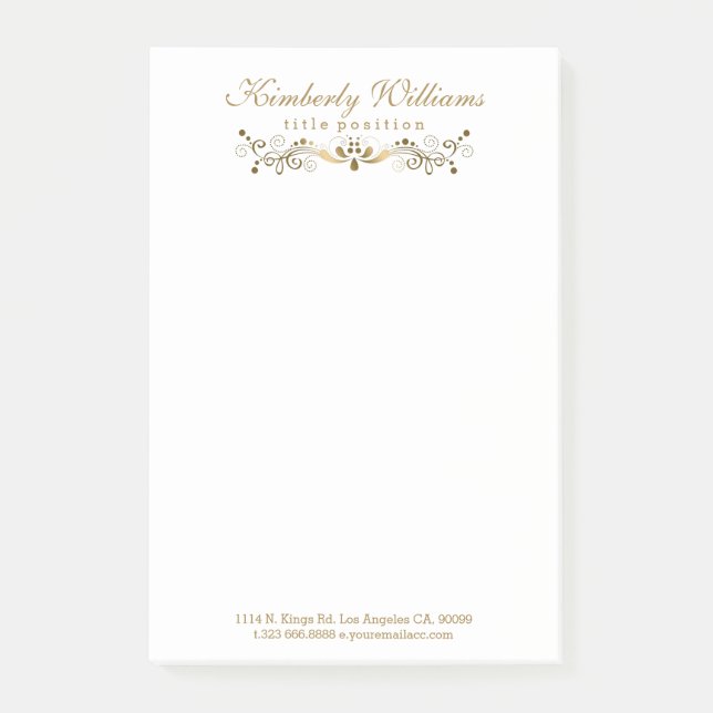 Elegante Weiß- und Goldblumen-Spitzen Post-it Klebezettel (Vorderseite)