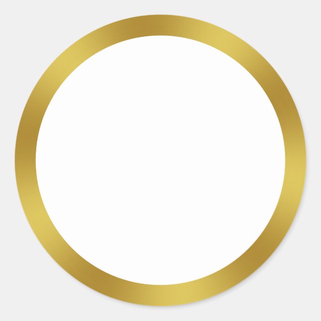 Elegante Weiß- und Imitat-Gold-Grenze Runder Aufkleber (Vorderseite)
