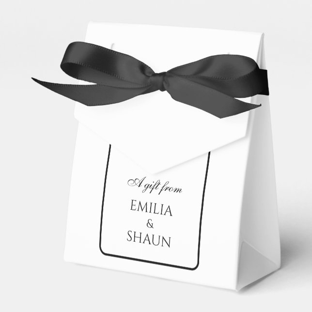Elegante Weiß- und Schwarz-Gastgeschenk Hochzeit Geschenkschachtel (Vorderseite)