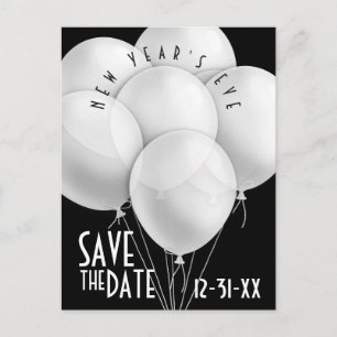 Elegante Weißballons Neujahr Party Einladung Postkarte