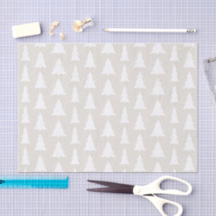 Elegante weiße Bäume auf beigen Imitaten Texturmus Seidenpapier