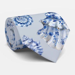 Elegante weiße blaue Muschel-Halskrawatte Krawatte