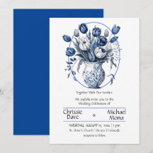 Elegante weiße & blaue Tulips in Vase Wedding