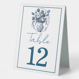 Elegante weiße & blaue Tulips in Vase Wedding Tischaufsteller