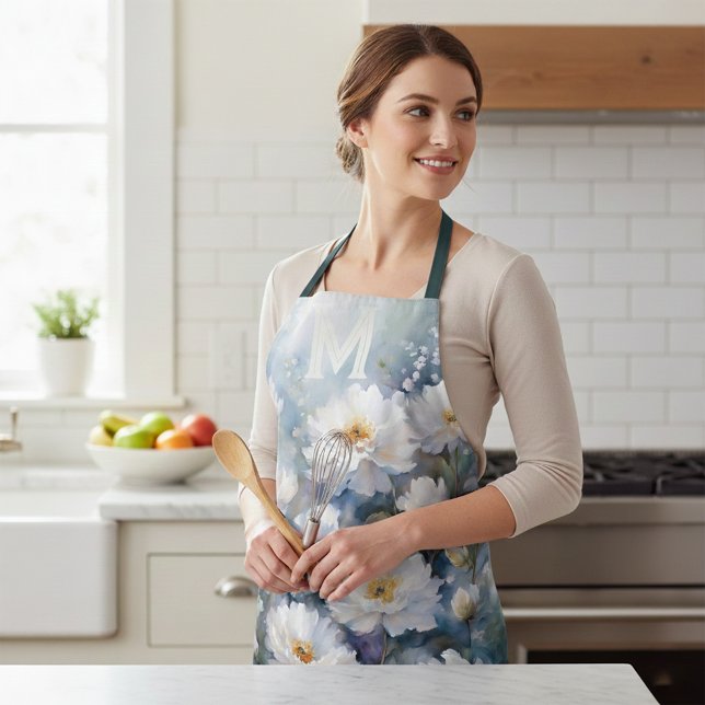 Elegante weiße Blume auf Weich Pastell Schürze (Von Creator hochgeladen)