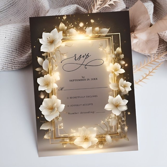 Elegante weiße Blume bei Hochzeiten RSVP Karte (Von Creator hochgeladen)