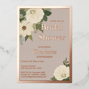 Elegante weiße Blume Brautparty neutral und  Folieneinladung