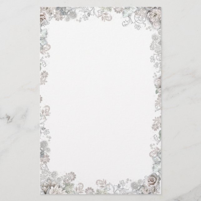 Elegante weiße Blume Briefpapier (Vorderseite)