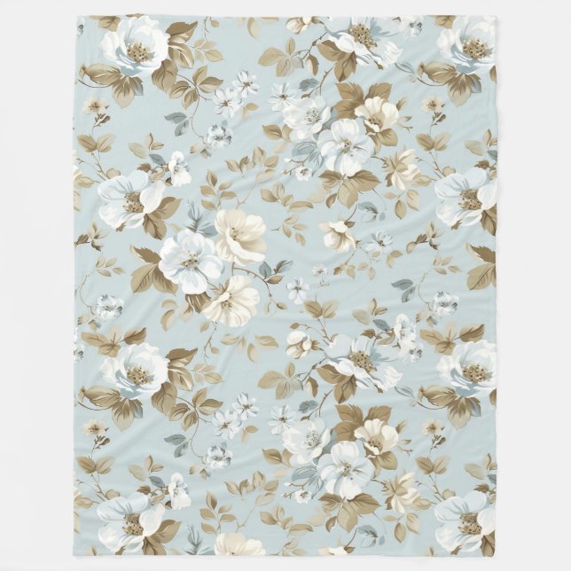 Elegante weiße Blume Fleecedecke (Vorderseite)