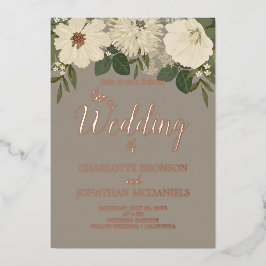 Elegante weiße Blume Hochzeit Folieneinladung
