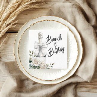 Elegante weiße Blumen-Brunch- und Champagner-Aufkl Serviette