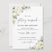 Elegante weiße Blumen Hochzeitseinladung