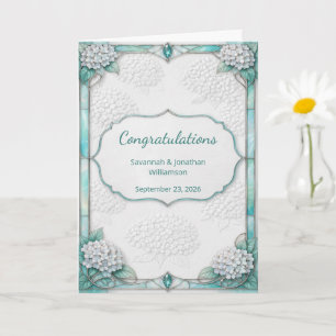Elegante weiße Blumen Teal Hochzeit Herzlichen Glü Karte