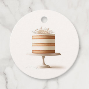Elegante weiße Blumen-Torte Brautdusche Geschenkanhänger