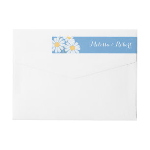 Elegante weiße Blumenmargeriten auf blauem Hochzei