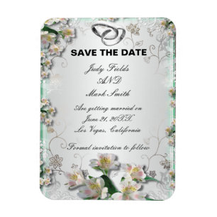 Elegante weiße Blüte speichern das Datumsfenster Magnet