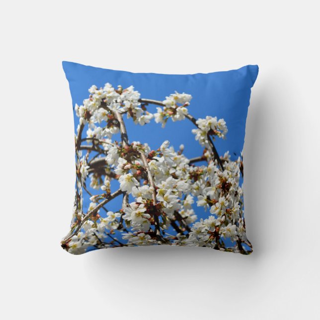 Elegante weiße Blüten Kissen (Vorderseite)